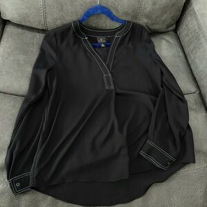 Worthington Black Blouse with Contrasting Stitching